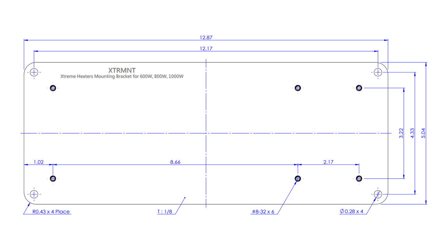 Xtreme Heaters Mounting Bracket for 600w, 800w, 1000w heaters.