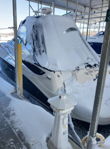 boat heater in the snow