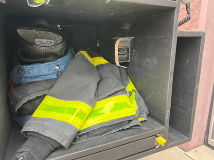 small heater to keep fireman's gear warm 