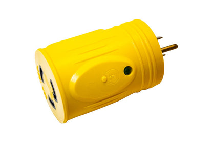 Marine Plug Straight Adapter, 15A 125V Male to 30A 125V Female