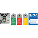 Indicator light system with color-coded labels for green, red, and yellow on a blue background.